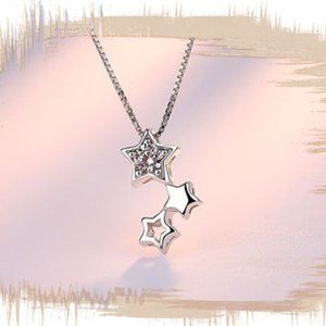 Sterling Silver Star Necklace with CZ